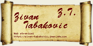 Živan Tabaković vizit kartica